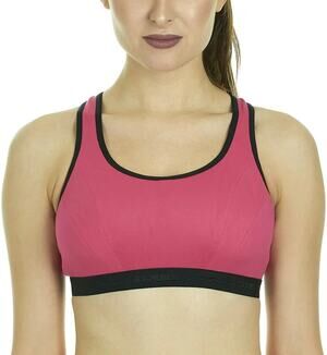 NWT Shock Absorber Hot Pink Black Cross-Back Sports Bra Women's Size 38D
